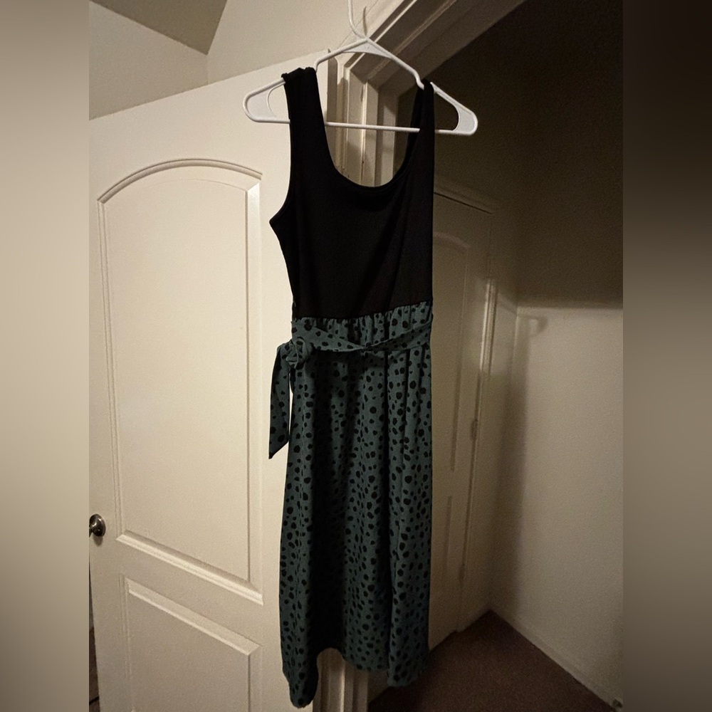 SHEIN Black and Green Patterned Maxi Dress